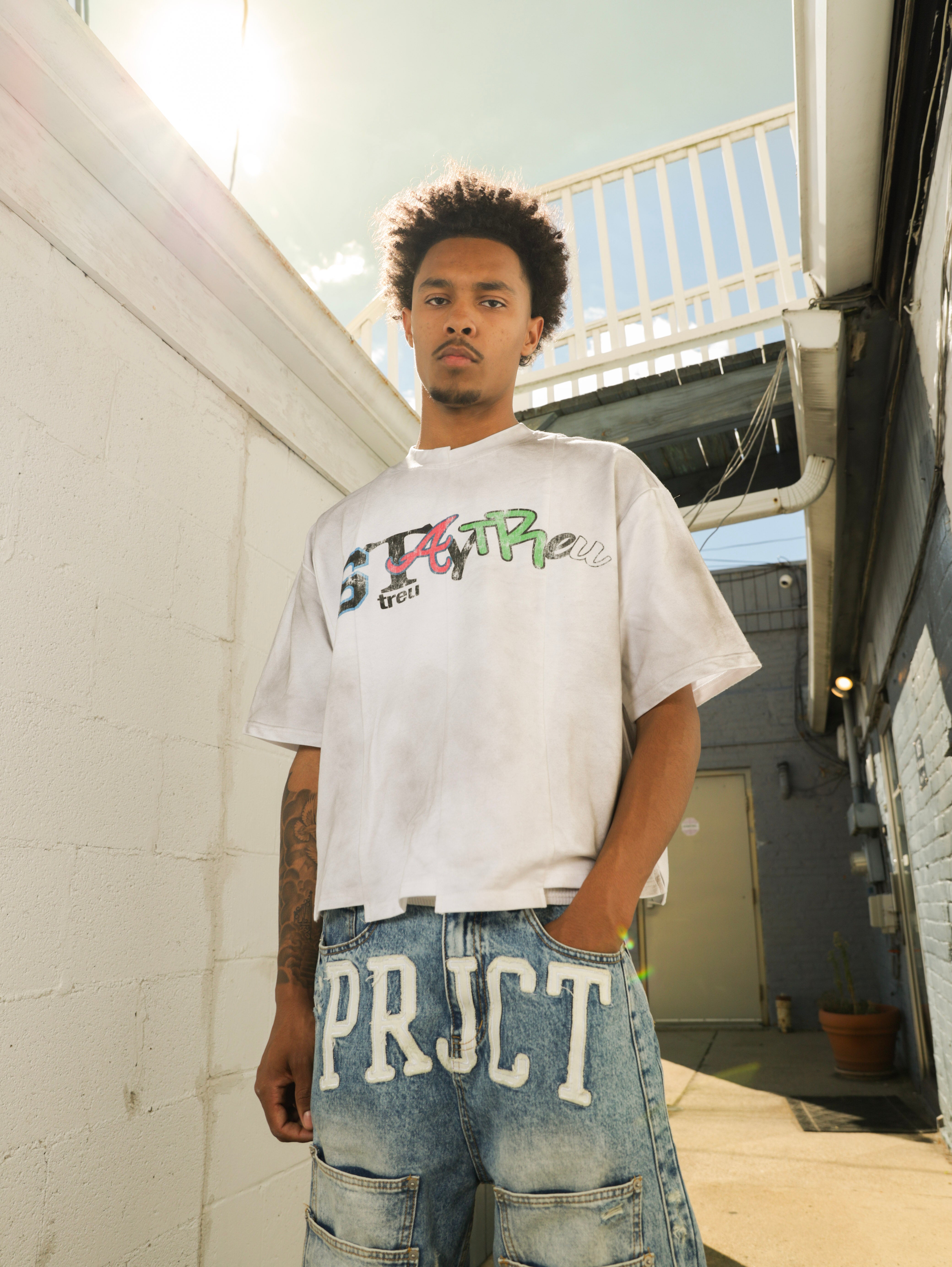 “Uneven” White Tee