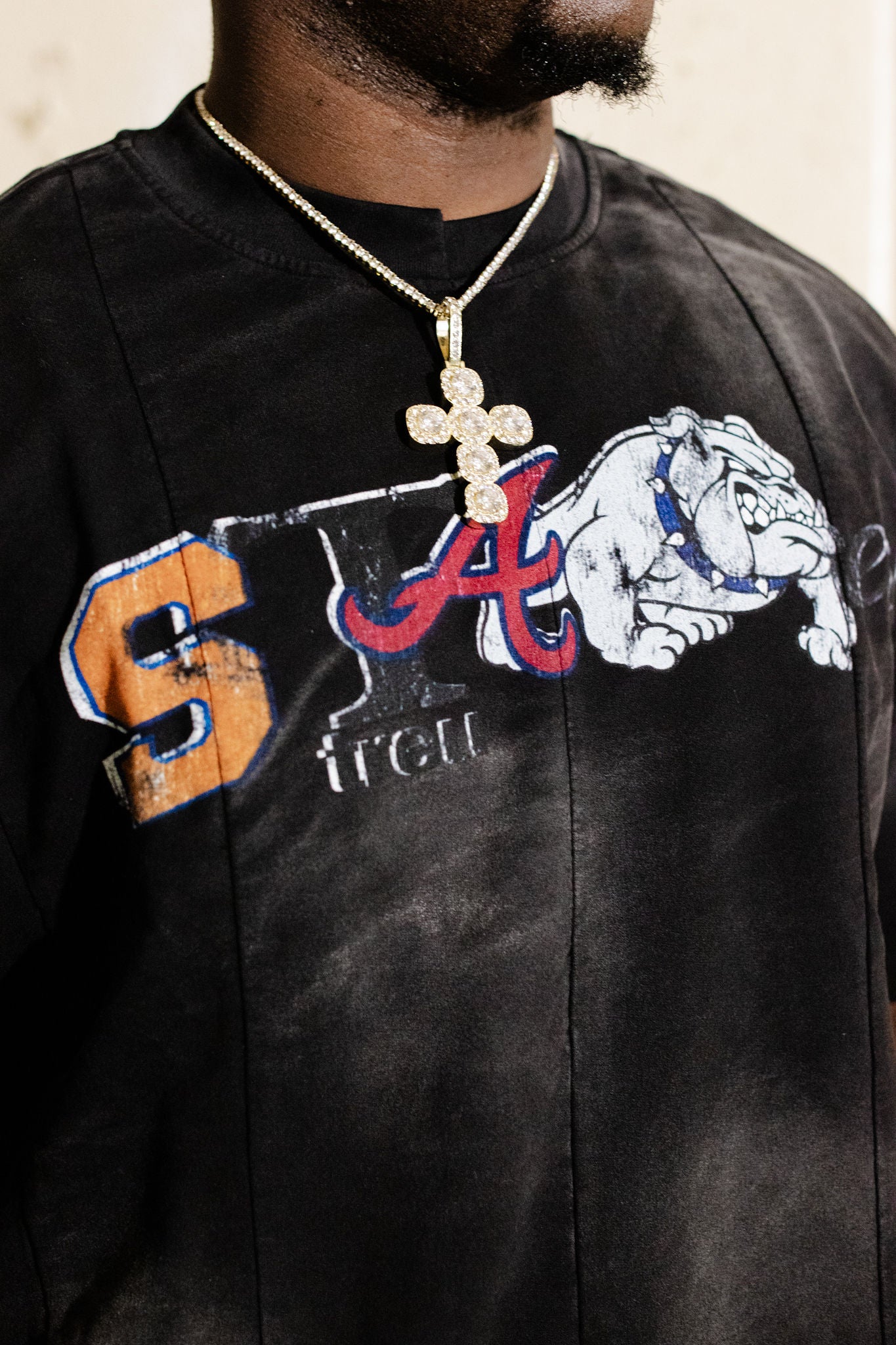 University uneven tee